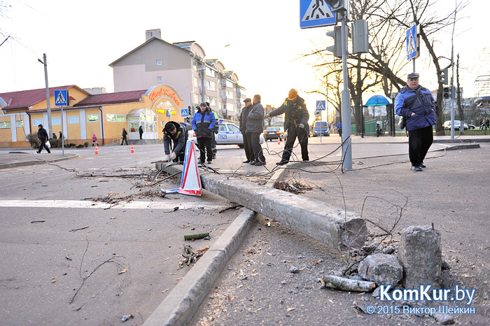 В Бобруйске возле роддома упали два фонарных столба! 