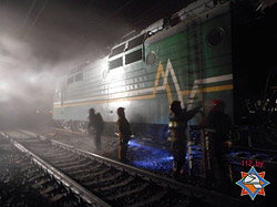 В Бобруйске во время движения загорелся поезд